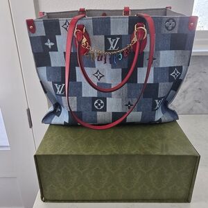 Louis Vuitton OnTheGo Tote Damier and Monogram Patchwork Denim GM